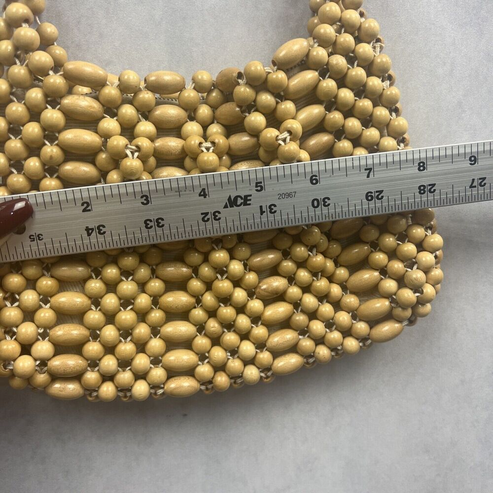 Vintage 1960’s Wooden Bead Handbag Purse Chain Strap Made in Japan An Exclusive - Picture 12 of 13